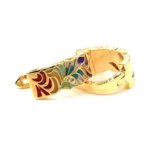 Sterling silver 925 earrings with blue acrylic accents and gold tones. - Picture 6 of 7